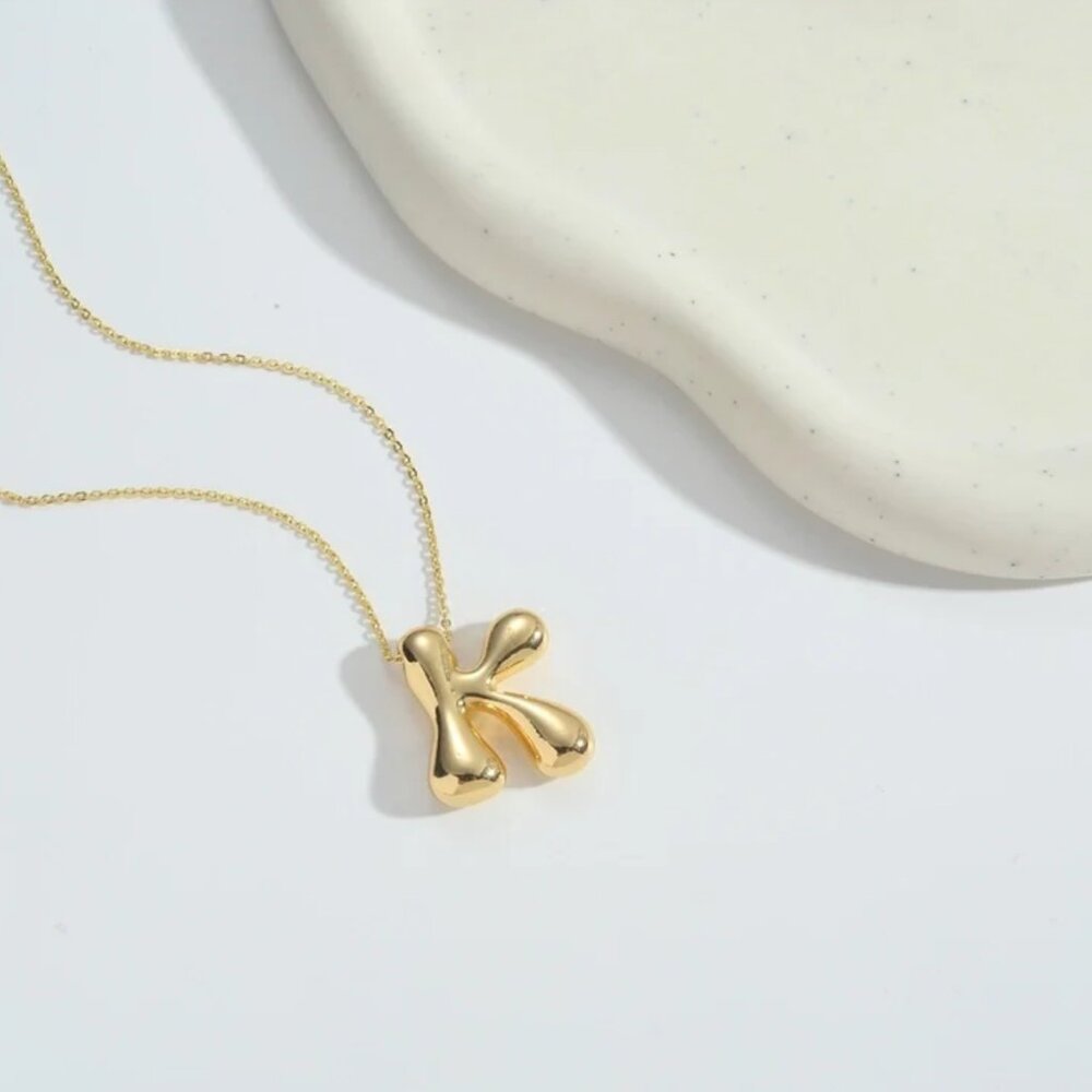 Copper 14K Gold Plated Letter Pendant Necklace “K” Pendant Necklace